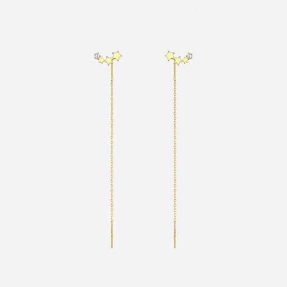 *NEW 925 Sterling Silver Star Chain Drop Earrings - Picture 8 of 9